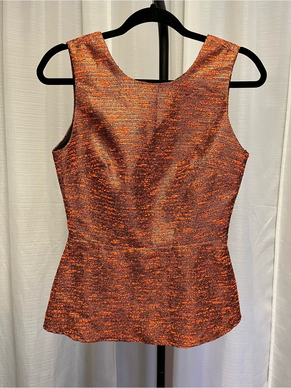 Hunter Dixon by Hunter Bell sleeveless peplum top in metallic orange | size 4